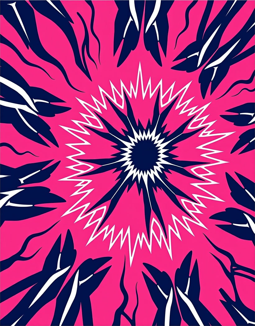 Radiant Floral Burst Pink Navy Rug