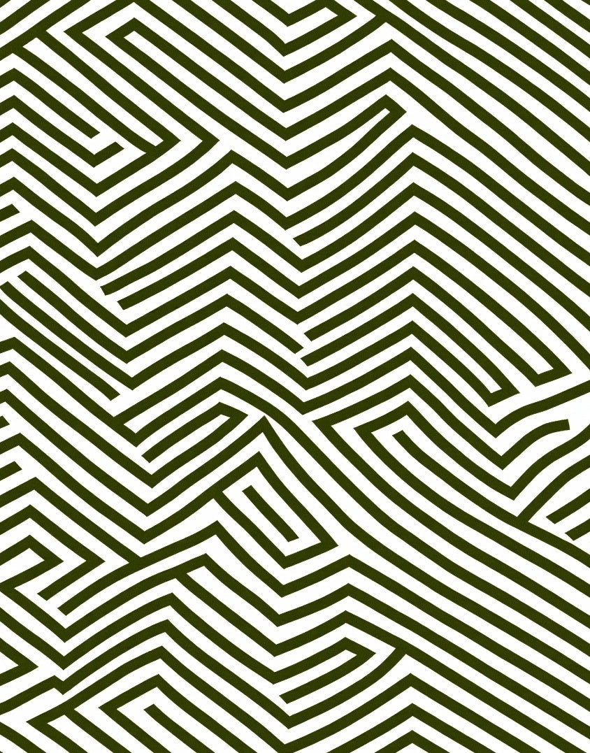 Olive Green Geometric Maze Rug