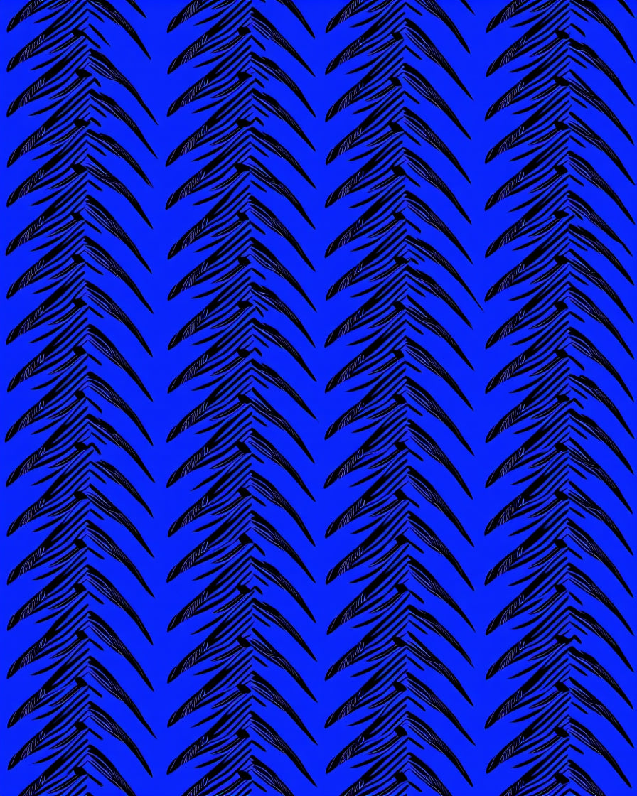 Bold Black Palm Frond Geometric Rug