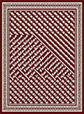 Deep Red Geometric Abstract Square Rug