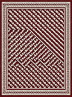 Deep Red Geometric Abstract Square Rug