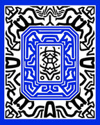 Bold Blue Abstract Geometric Overlay Rug