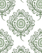 Sage Green Floral Medallion Repeat Rug