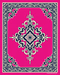 Ornate Vivid Pink Damask Medallion Rug