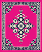 Ornate Vivid Pink Damask Medallion Rug