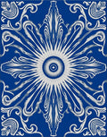 Elegant Cobalt Sunburst Swirl Rug