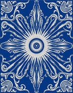 Elegant Cobalt Sunburst Swirl Rug