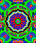 Vibrant Psychedelic Radial Mandala Rug