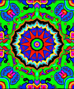 Vibrant Psychedelic Radial Mandala Rug