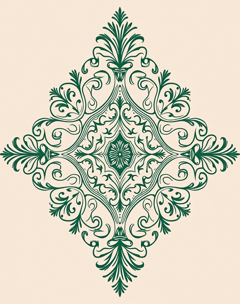 Elegant Green Victorian Floral Medallion Rug