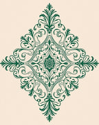 Elegant Green Victorian Floral Medallion Rug