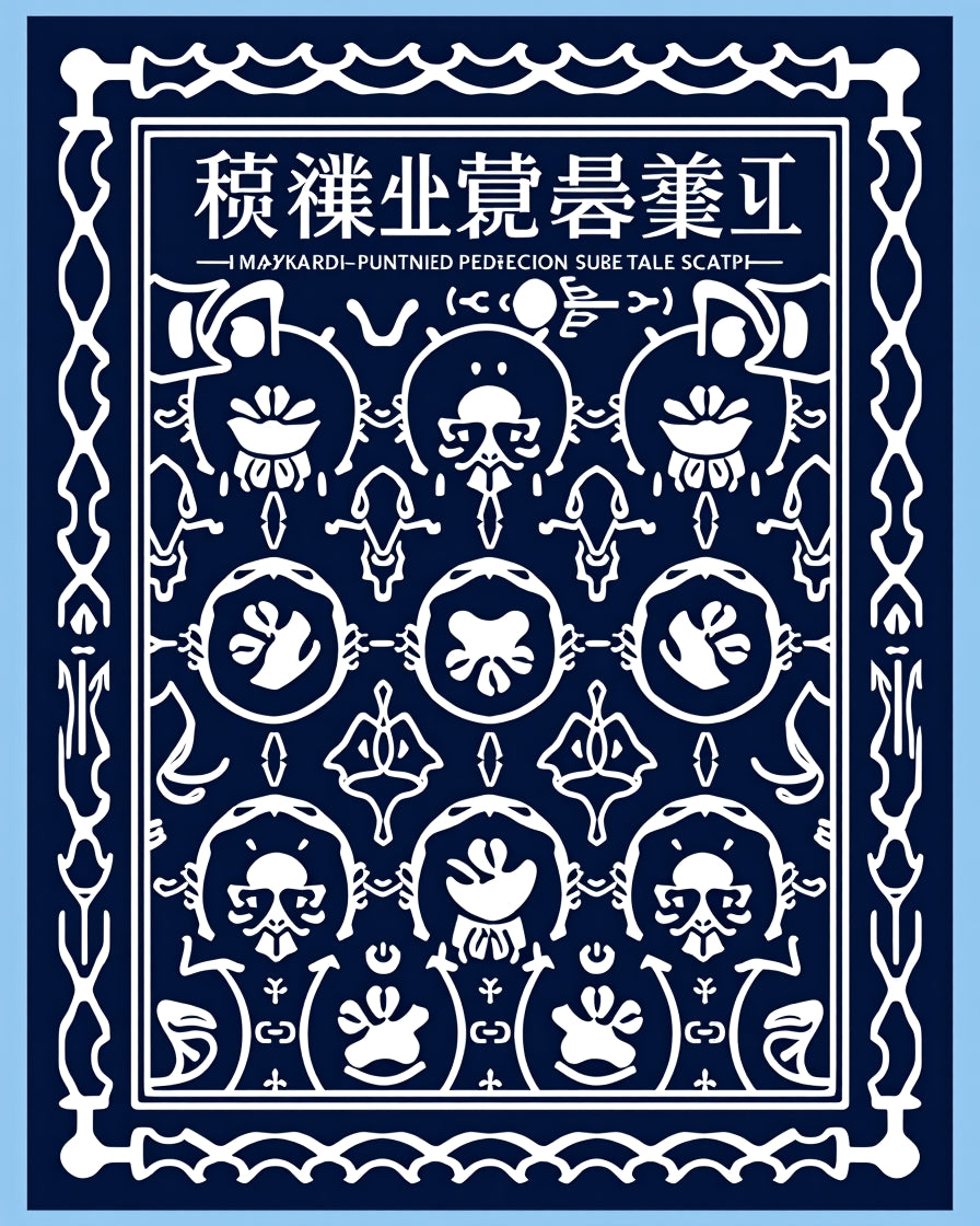 Navy White Intricate Floral Motif Rug
