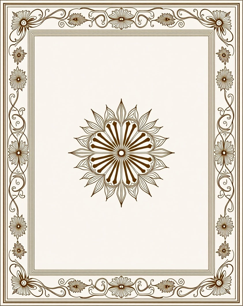 Brown Floral Border Medallion Rug