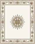 Brown Floral Border Medallion Rug