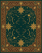 Celestial Gold and Teal Starburst Rug