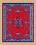 Crimson And Navy Floral Medallion Rug