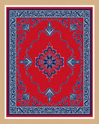 Crimson And Navy Floral Medallion Rug