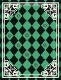 Seafoam Emerald Diamond Floral Corners Rug