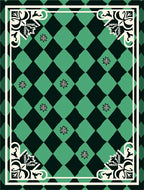 Seafoam Emerald Diamond Floral Corners Rug