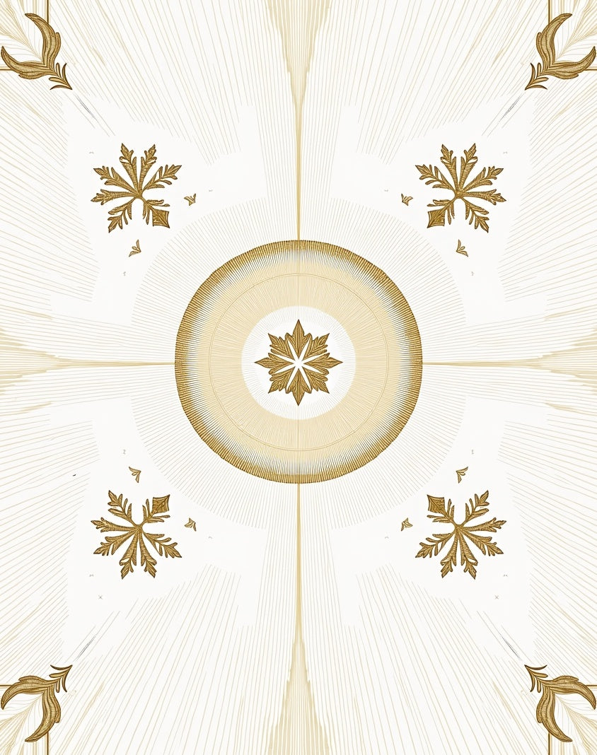 Golden Sunburst Snowflake Medallion Rug