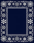 Navy White Snowflake Border Rug