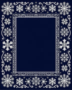 Navy White Snowflake Border Rug