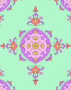 Pastel Mandala Medallion Floral Layout Rug