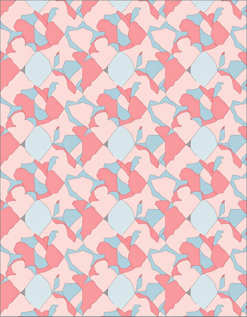 Soft Coral Sky Diamond Interlock Rug