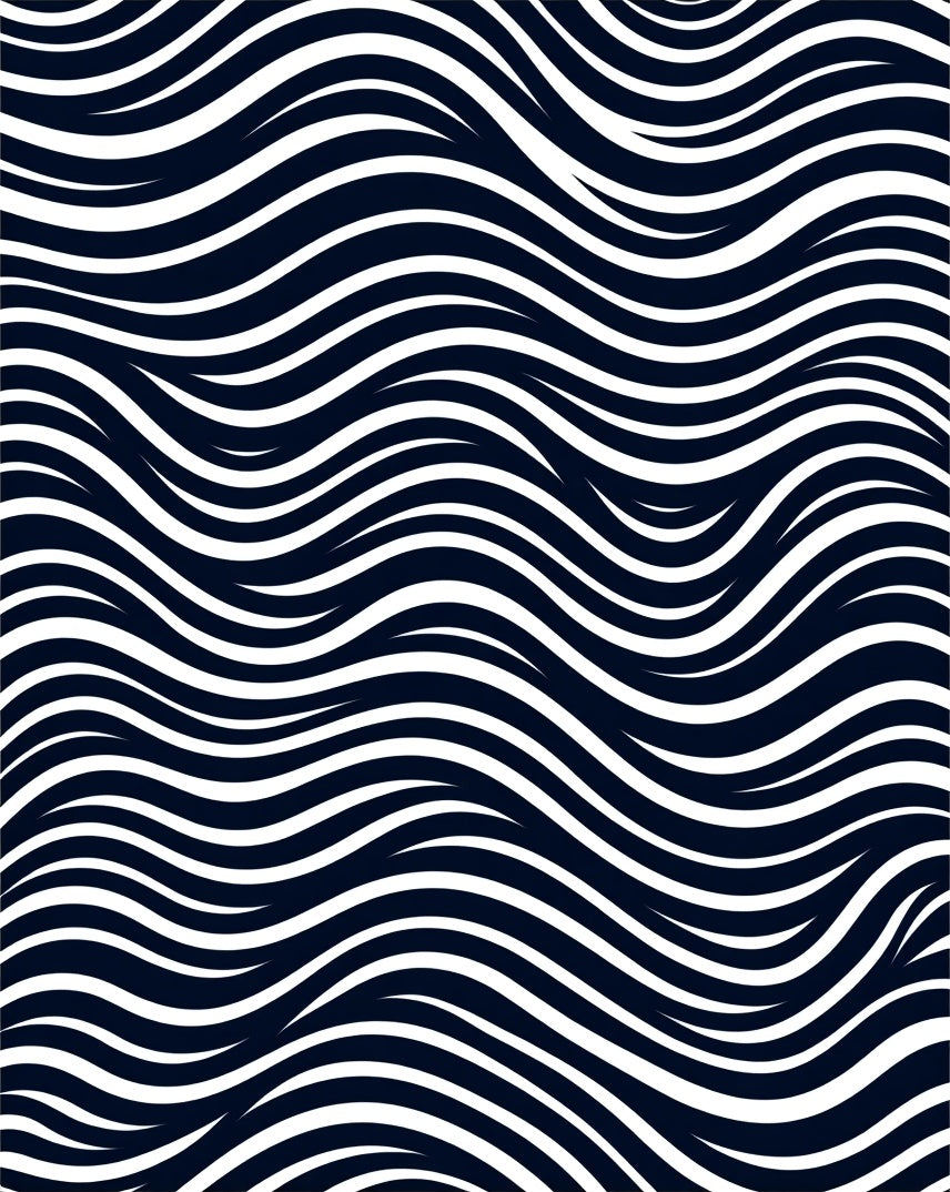Minimalist Navy White Wavy Lines Rug