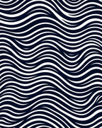 Minimalist Navy White Wavy Lines Rug