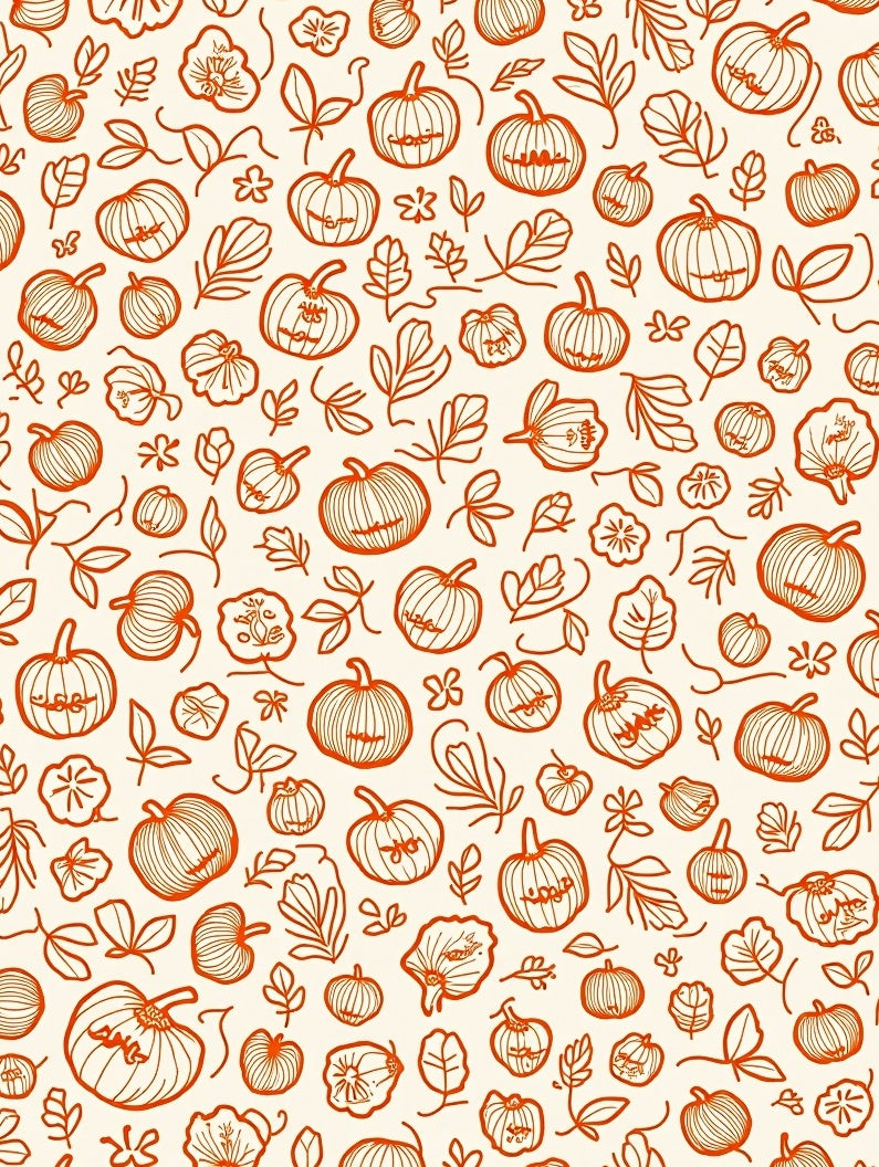 Autumn Pumpkin Leaf Scatter Cream Rug