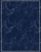 Deep Blue Abstract Sketchy Swirl Rug
