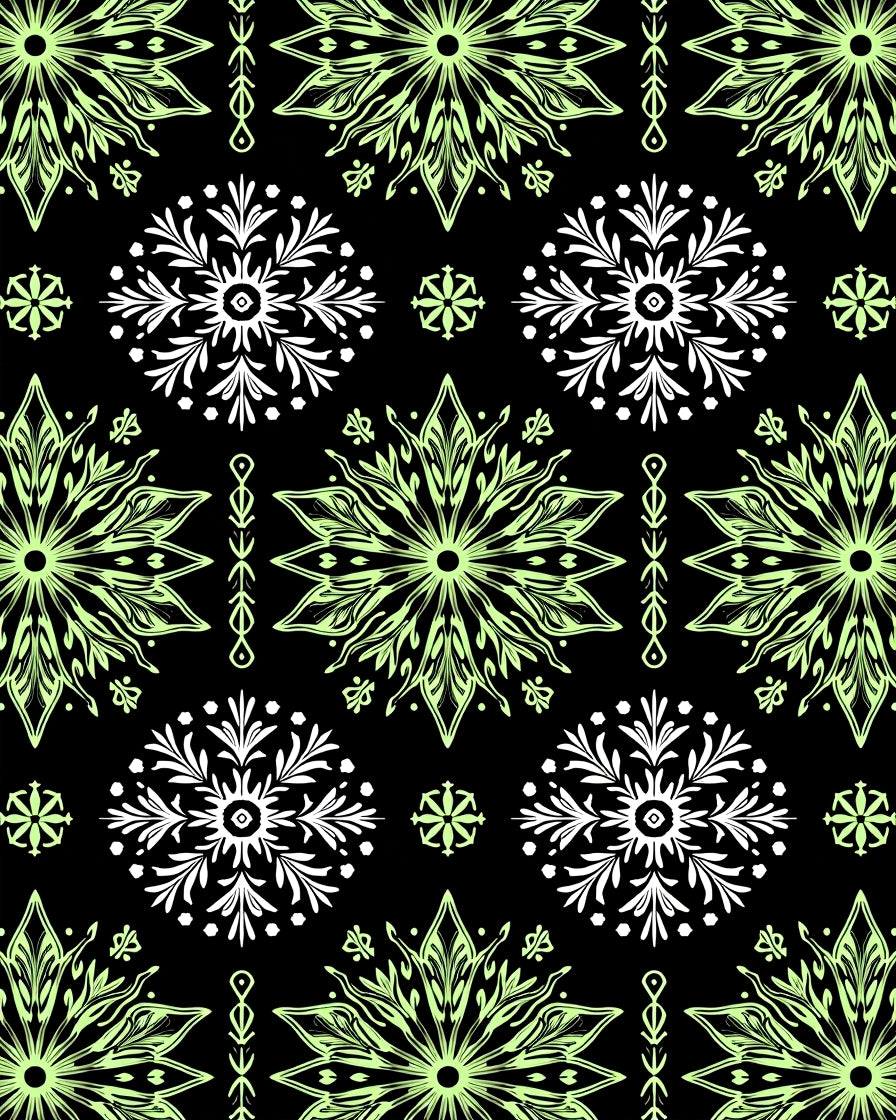 Pale Green White Floral Medallion Rug
