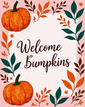 Autumn Pumpkin Leaf Border Rug