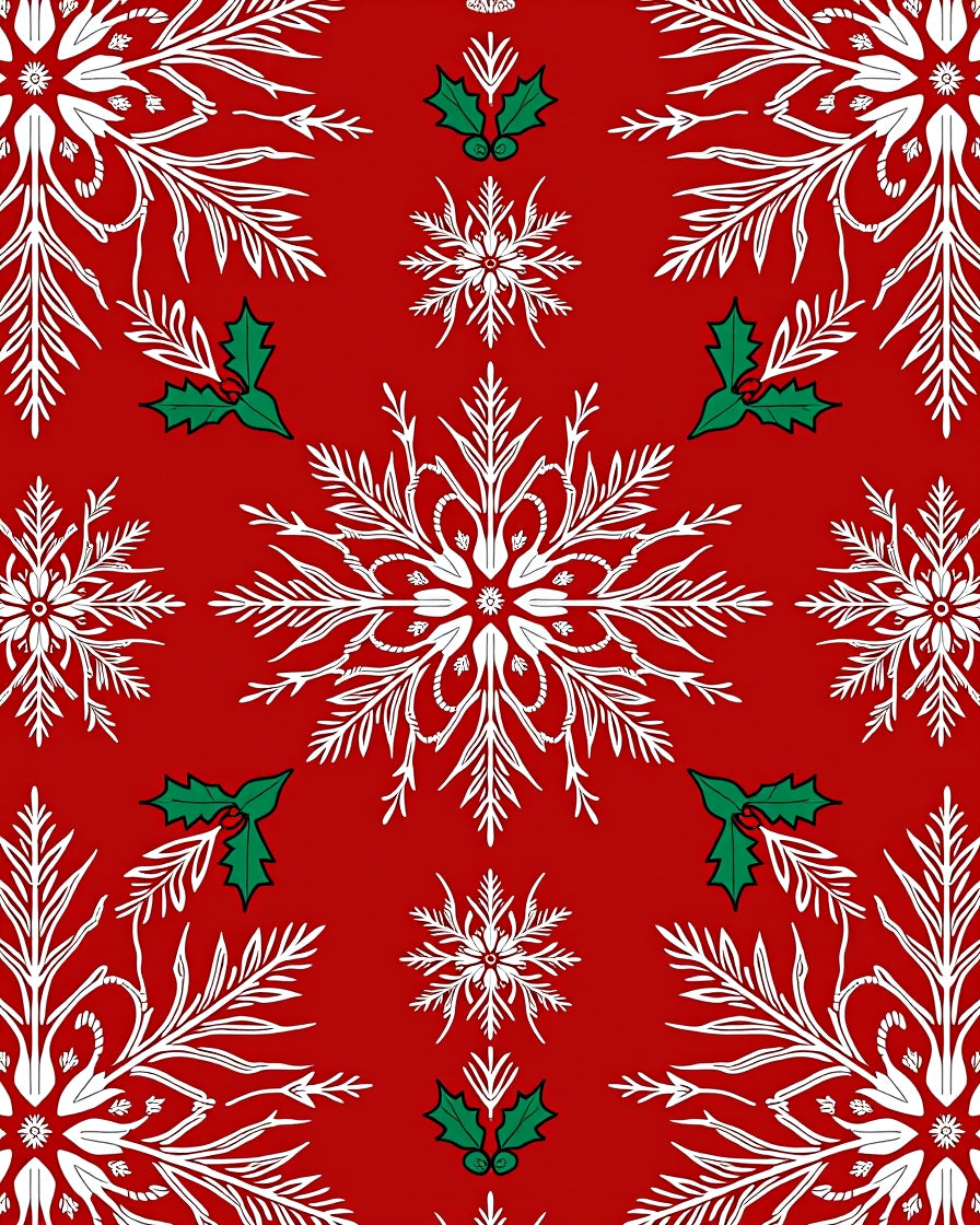 Crimson Snowflake Holly Celebration Rug