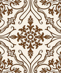 Brown Cream Arabesque Floral Medallion Rug