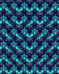 Deep Blue Teal Ornamental Flock Rug