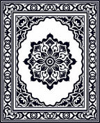 Black White Palmette Medallion Frame Rug