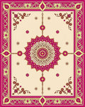 Berry Pink Golden Rose Medallion Rug