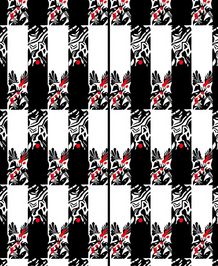 Bold Black White Red Abstract Stripes Rug