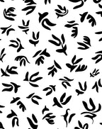 Black Abstract Botanical Shape Rug