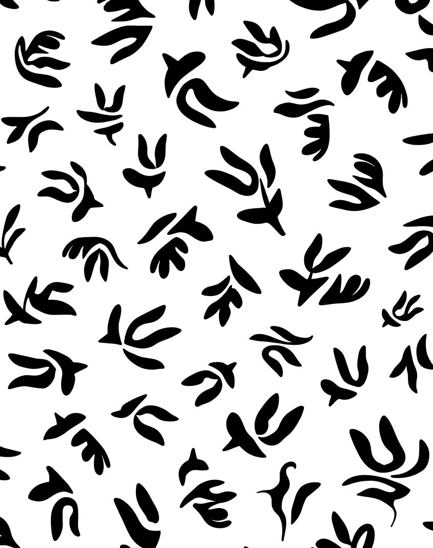 Black Abstract Botanical Shape Rug