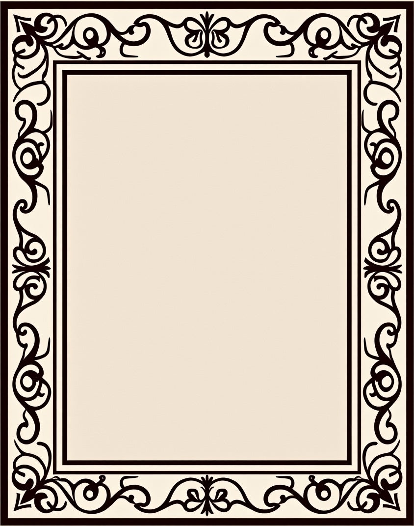 Classic Ivory Black Filigree Border Rug