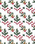 Green Forest Red Berries Deer Rug