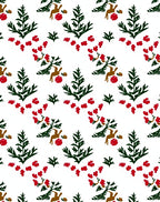 Green Forest Red Berries Deer Rug