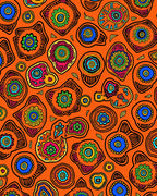 Vibrant Orange Folk Art Blooms Rug
