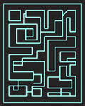 Turquoise Maze Linear Black Rug