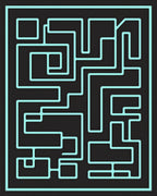 Turquoise Maze Linear Black Rug