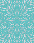 Teal White Organic Swirl Abstract Rug