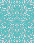 Teal White Organic Swirl Abstract Rug